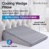 imageBrookstone Cooling Comfort Bed Wedge Pillow  Supportive Memory Foam MultiPosition Incline for Headboard ampamp Leg Elevation Cooling Touch Fiber Machine Washable Cover 24 x 24 x 75  Gray