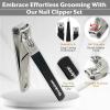 imageBrookstone Nail Clippers Set  Premium Stainless Steel Nail Clipper and Nail Cutter with Rubberized NonSlip Grip Includes Case and Tweezer Two Nail Clippers for Precision Grooming GreyBlack