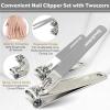 imageBrookstone Nail Clippers Set  Premium Stainless Steel Nail Clipper and Nail Cutter with Rubberized NonSlip Grip Includes Case and Tweezer Two Nail Clippers for Precision Grooming GreyGrey