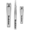 imageBrookstone Nail Clippers Set  Premium Stainless Steel Nail Clipper and Nail Cutter with Rubberized NonSlip Grip Includes Case and Tweezer Two Nail Clippers for Precision Grooming GreySilver