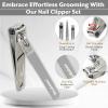 imageBrookstone Nail Clippers Set  Premium Stainless Steel Nail Clipper and Nail Cutter with Rubberized NonSlip Grip Includes Case and Tweezer Two Nail Clippers for Precision Grooming GreyGrey