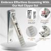 imageBrookstone Nail Clippers Set  Premium Stainless Steel Nail Clipper and Nail Cutter with Rubberized NonSlip Grip Includes Case and Tweezer Two Nail Clippers for Precision Grooming GreySilver 2