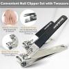 imageBrookstone Nail Clippers Set  Premium Stainless Steel Nail Clipper and Nail Cutter with Rubberized NonSlip Grip Includes Case and Tweezer Two Nail Clippers for Precision Grooming GreyBlack