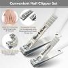 imageBrookstone Nail Clippers Set  Premium Stainless Steel Nail Clipper and Nail Cutter with Rubberized NonSlip Grip Includes Case and Tweezer Two Nail Clippers for Precision Grooming GreySilver 2