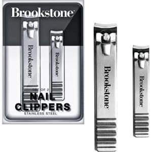 imageBrookstone Nail Clippers Set  Premium Stainless Steel Nail Clipper and Nail Cutter with Rubberized NonSlip Grip Includes Case and Tweezer Two Nail Clippers for Precision Grooming GreySilver 2