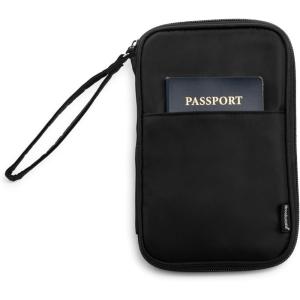 imageBrookstone Passport Holder  Durable Family Travel Document Wallet Organizer Essentials with RFIDBlocking and Wristlet Strap BlackBlack