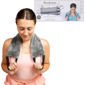 imageBrookstone Thera Spa Neck Heating Pad ampamp Cooling Wrap With Straps  Microwave Heating Pad for Shoulders ampamp Back Pain Relief  Body Warming Wrap  Lavender Infused Glacier Gray