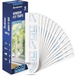 imageBrookstone Window Insect Trap Stickers  16 Pack  Transparent Adhesive Fly Catchers  Odorless MessFree Easy to Apply