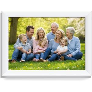 imageBrookstone Digital Picture and Video Frame with Weather Forecast WiFi Clock Speaker 32GB Builtin Storage to Store Thousands of Images and Videos