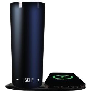 imageBrookstone Travel Tumbler Warmer ampamp Wireless Phone Charging Station 115 oz DoubleWall Stainless Steel Digital Temp Display Builtin Battery for Continuous Warmth Up to 6 Hours Heat Black