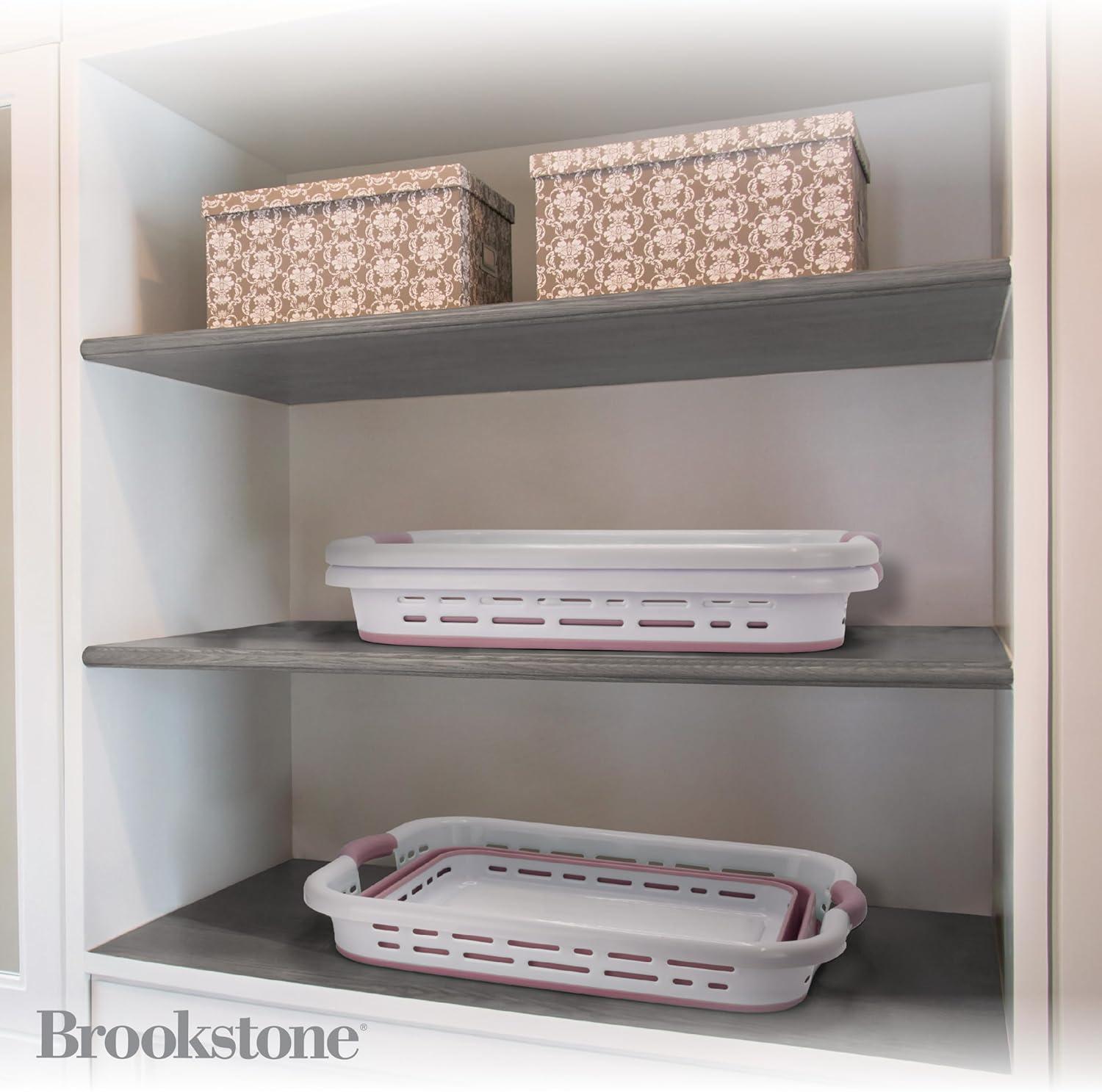 imageBROOKSTONE 11 GALLONS  OUR LARGEST BASKET 24quot Collapsible Laundry Basket Comfort NonSlip Grip Handles Minimalist Space Saving Design Portable PopUp Hamper BPA FREE Mint Retail PackagingBlush