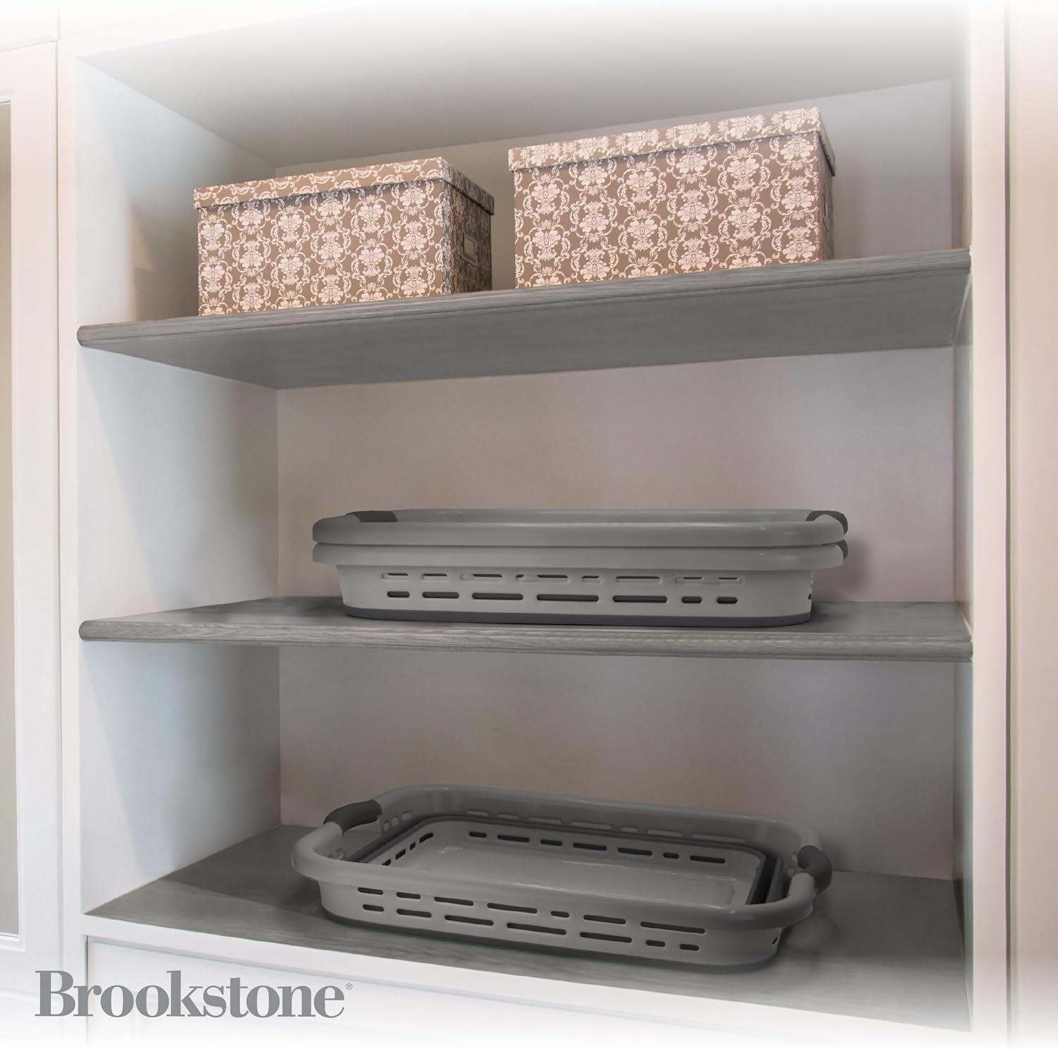 imageBROOKSTONE 11 GALLONS  OUR LARGEST BASKET 24quot Collapsible Laundry Basket Comfort NonSlip Grip Handles Minimalist Space Saving Design Portable PopUp Hamper BPA FREE Mint Retail PackagingDark Gray