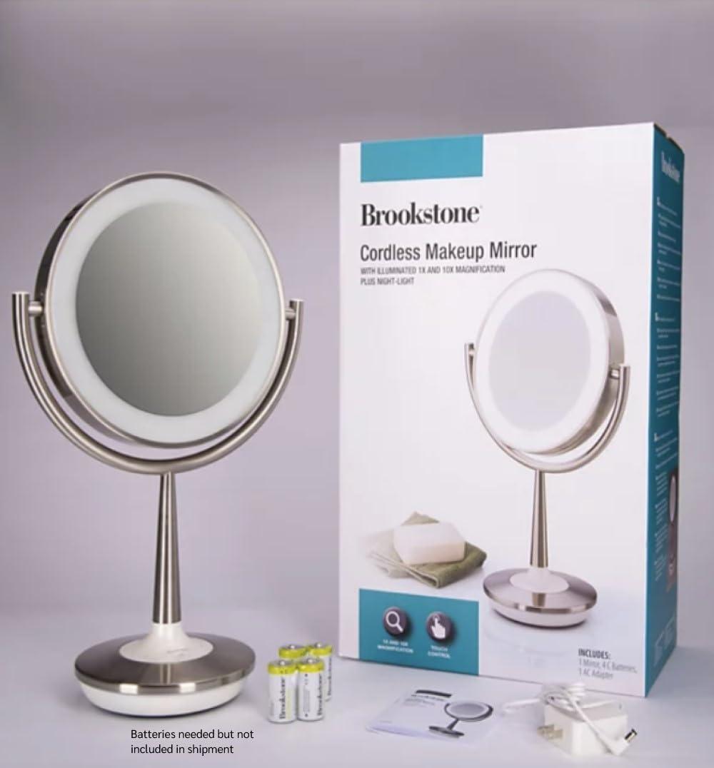 imageBrookstone Cordless Illuminated Makeup Mirror Silver