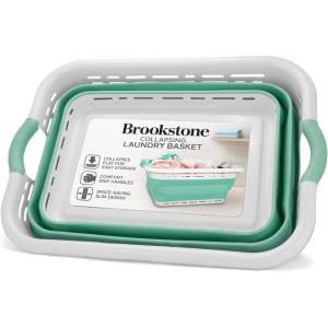 imageBROOKSTONE 11 GALLONS  OUR LARGEST BASKET 24quot Collapsible Laundry Basket Comfort NonSlip Grip Handles Minimalist Space Saving Design Portable PopUp Hamper BPA FREE Mint Retail PackagingMint with Retail Packaging