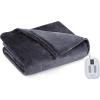 imageBrookstone Electric Heated Plush Blanket w 10 Heat Settings  Adjustable Timer 12Hour Auto Shut Off  Machine Washable ampamp Dryer Safe  Polyester Velvet Blanket King Size 100in x 90in  Grid GrayGrey