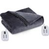 imageBrookstone Electric Heated Plush Blanket w 10 Heat Settings  Adjustable Timer 12Hour Auto Shut Off  Machine Washable ampamp Dryer Safe  Polyester Velvet Blanket King Size 100in x 90in  Grid GrayCharcoal