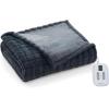 imageBrookstone Electric Heated Plush Blanket w 10 Heat Settings  Adjustable Timer 12Hour Auto Shut Off  Machine Washable ampamp Dryer Safe  Polyester Velvet Blanket King Size 100in x 90in  Grid GrayGray Grid