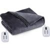 imageBrookstone Electric Heated Plush Blanket w 10 Heat Settings  Adjustable Timer 12Hour Auto Shut Off  Machine Washable ampamp Dryer Safe  Polyester Velvet Blanket King Size 100in x 90in  Grid GrayGrey