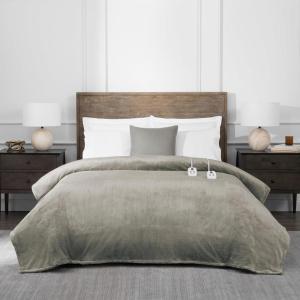 imageBrookstone Electric Heated Plush Blanket w 10 Heat Settings  Adjustable Timer 12Hour Auto Shut Off  Machine Washable ampamp Dryer Safe  Polyester Velvet Blanket King Size 100in x 90in  Grid GrayCharcoal