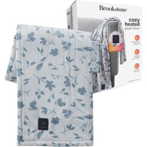 imageBrookstone Heated Throw Blanket  Heat Blankets Electric  Faux Fur Heated Throw Blanket 4 Heat Settings 4Hour Auto Shut Off 100 Polyester 50quotx60quot  Dark Charcoal SolidFloral