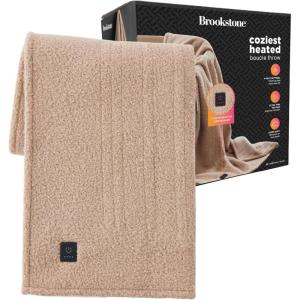imageBrookstone Heated Throw Blanket  Heat Blankets Electric  Faux Fur Heated Throw Blanket 4 Heat Settings 4Hour Auto Shut Off 100 Polyester 50quotx60quot  Dark Charcoal SolidSolid Brown