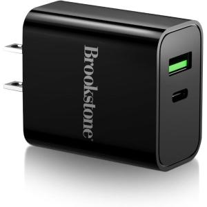 imageBrookstone Dual Port Fast Charging Adapter with 1 USB Type C ampamp 1 USB A 20W Rapid Wall Charger for iPhone Tablet AirPods Android Mobiles Smart Watches  Double Charger Block