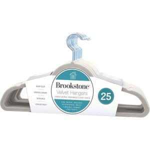 imageBrookstone BKH1126 NonSlip 360 Swivel Hook Lightweight ampamp Slim Strong ampamp Durable Space Saving Design Heavy Duty Wont Stain Fabric 25 Pack Velvet HangersIvory 25 Count