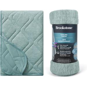 imageBrookstone Cooling Comfort Throw  Innovative Cooling DualSided Throw  Oversized Cool Blanket for Hot Sleepers  Cooling Blankets for Sleeping  Nylon and Polyethylene Cooling Blanket  Green MilieuGreen Milieu