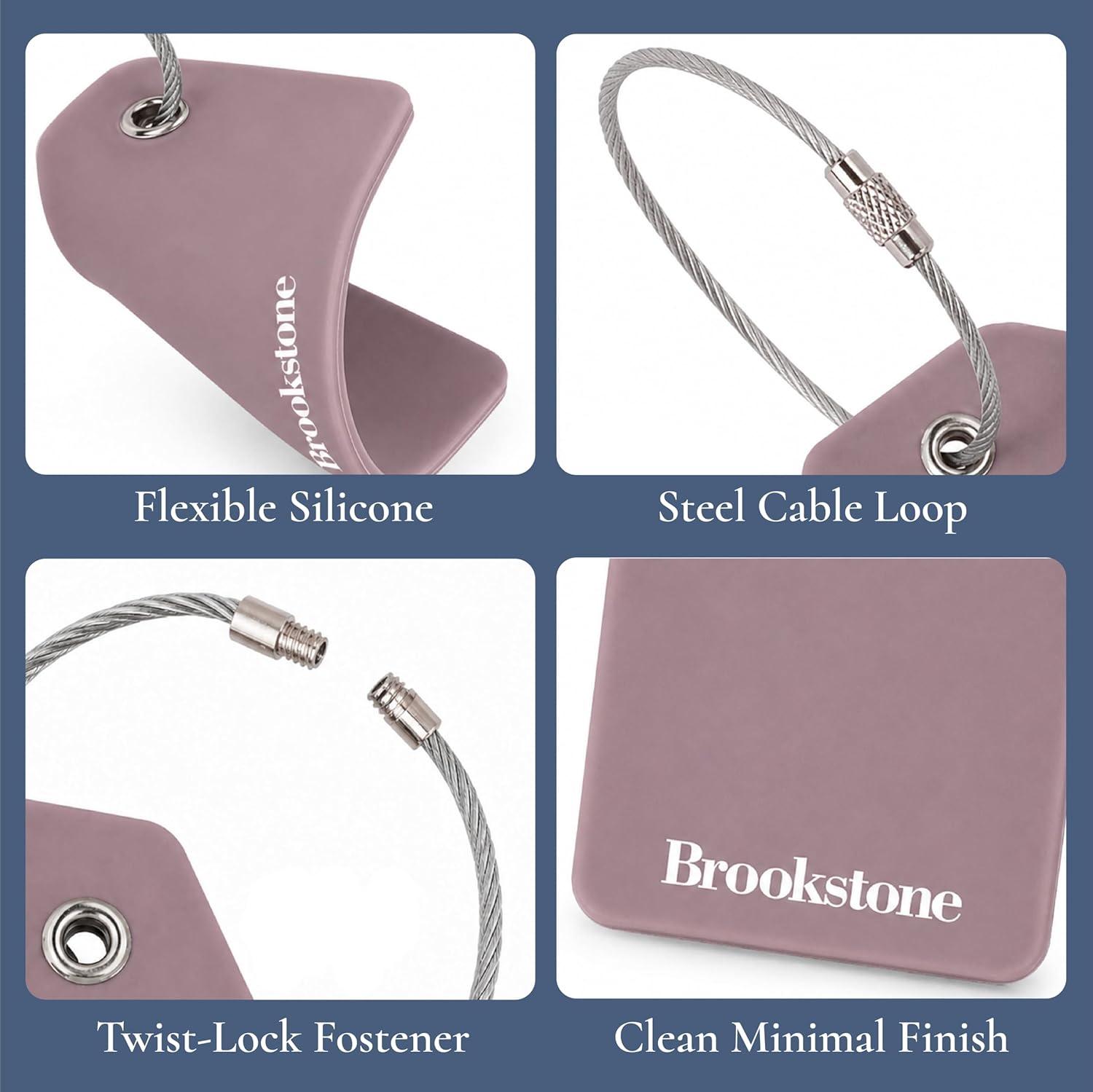 image:imageBrookstone Luggage Tags for Suitcases  2 Pack Silicone Travel Accessories Suitcase Tags with Name Card amp Steel Loop Fastener Size One Size Lilac IceLilac Ice