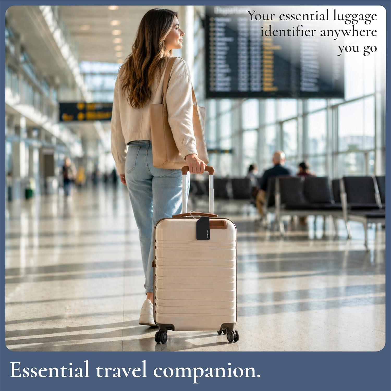 image:imageBrookstone Luggage Tags for Suitcases  2 Pack Silicone Travel Accessories Suitcase Tags with Name Card amp Steel Loop Fastener Size One Size Lilac IceBlack