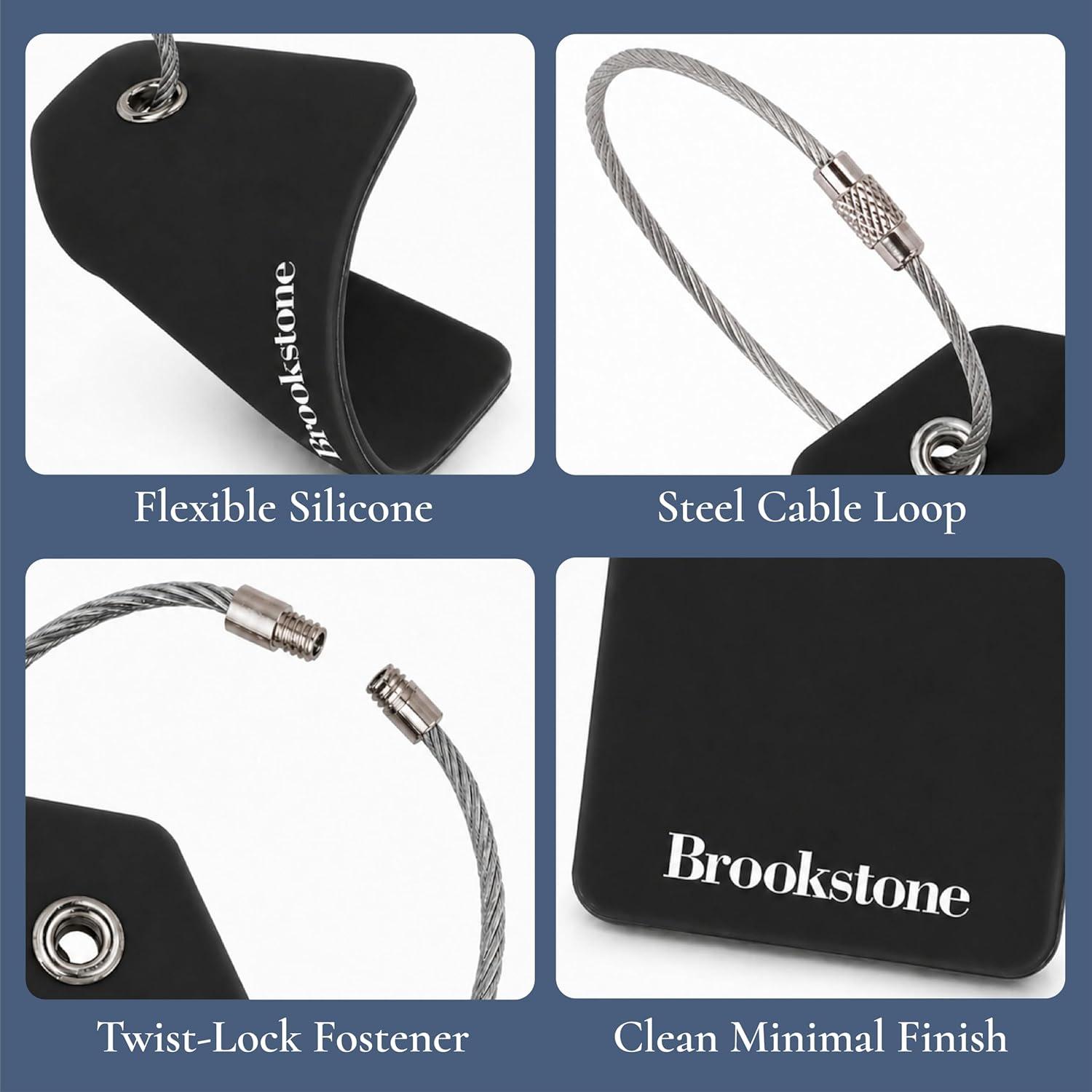 image:imageBrookstone Luggage Tags for Suitcases  2 Pack Silicone Travel Accessories Suitcase Tags with Name Card amp Steel Loop Fastener Size One Size Lilac IceBlack