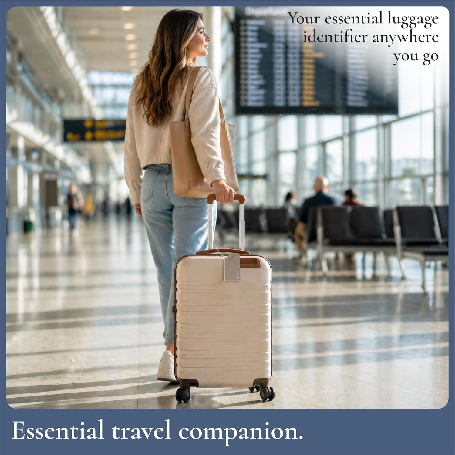 image:imageBrookstone Luggage Tags for Suitcases  2 Pack Silicone Travel Accessories Suitcase Tags with Name Card amp Steel Loop Fastener Size One Size Lilac IceKhaki