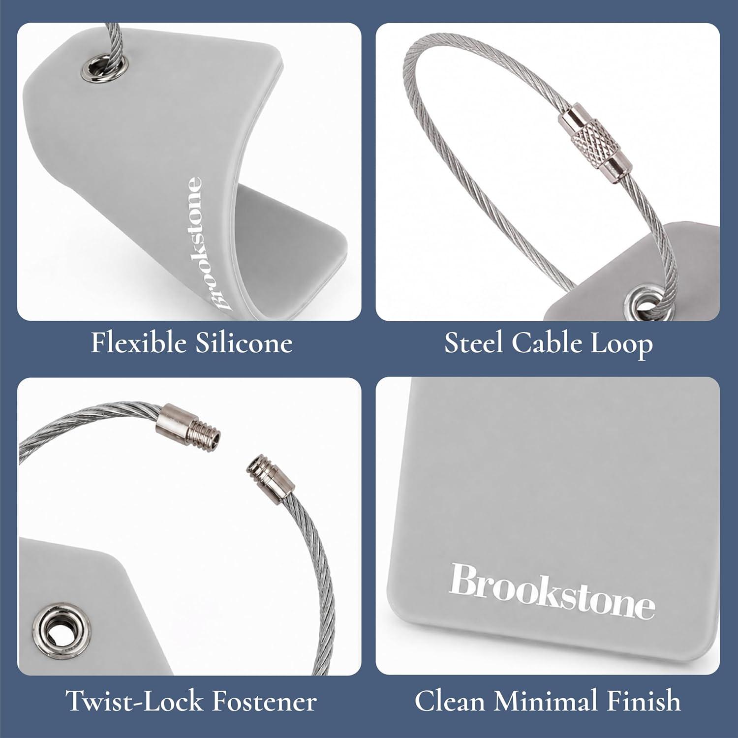 image:imageBrookstone Luggage Tags for Suitcases  2 Pack Silicone Travel Accessories Suitcase Tags with Name Card amp Steel Loop Fastener Size One Size Lilac IceGrey