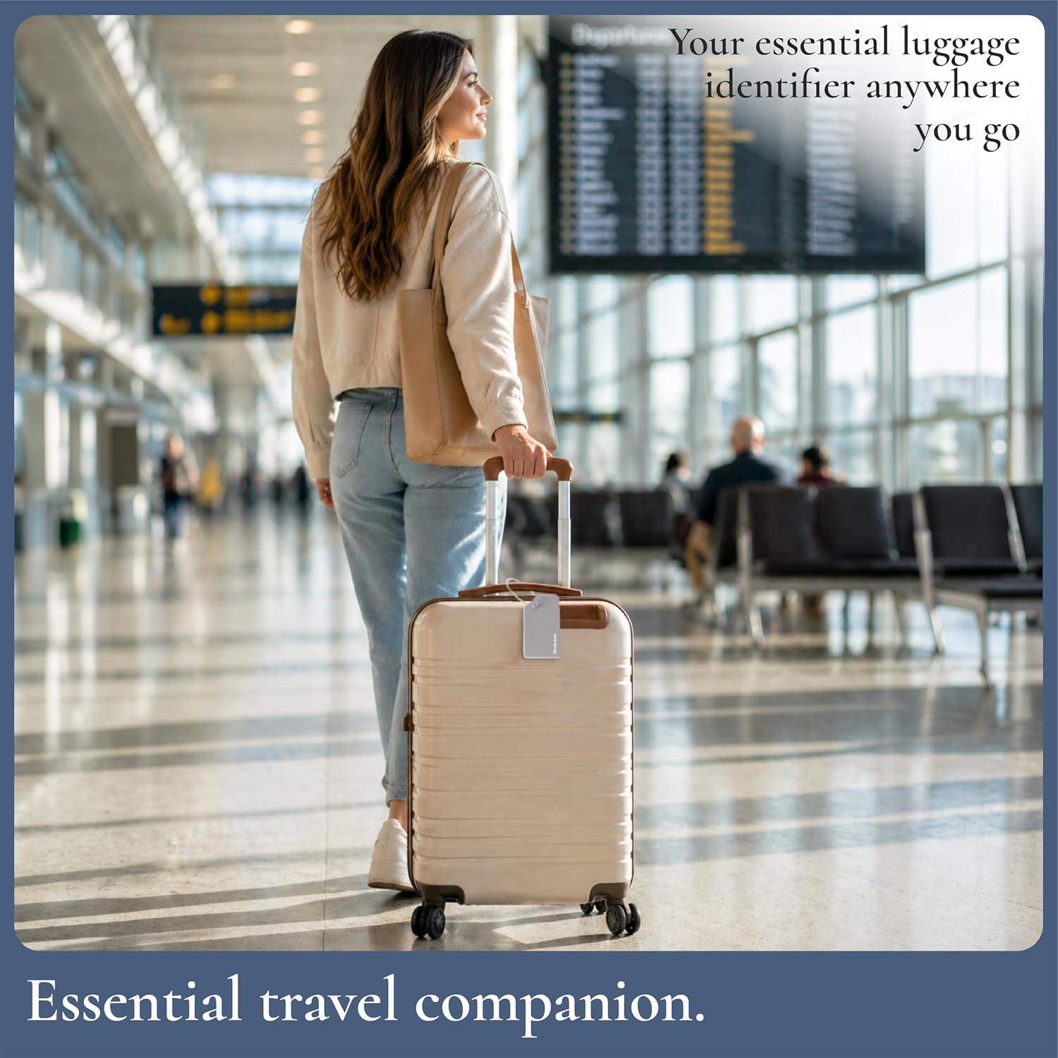 image:imageBrookstone Luggage Tags for Suitcases  2 Pack Silicone Travel Accessories Suitcase Tags with Name Card amp Steel Loop Fastener Size One Size Lilac IceGrey