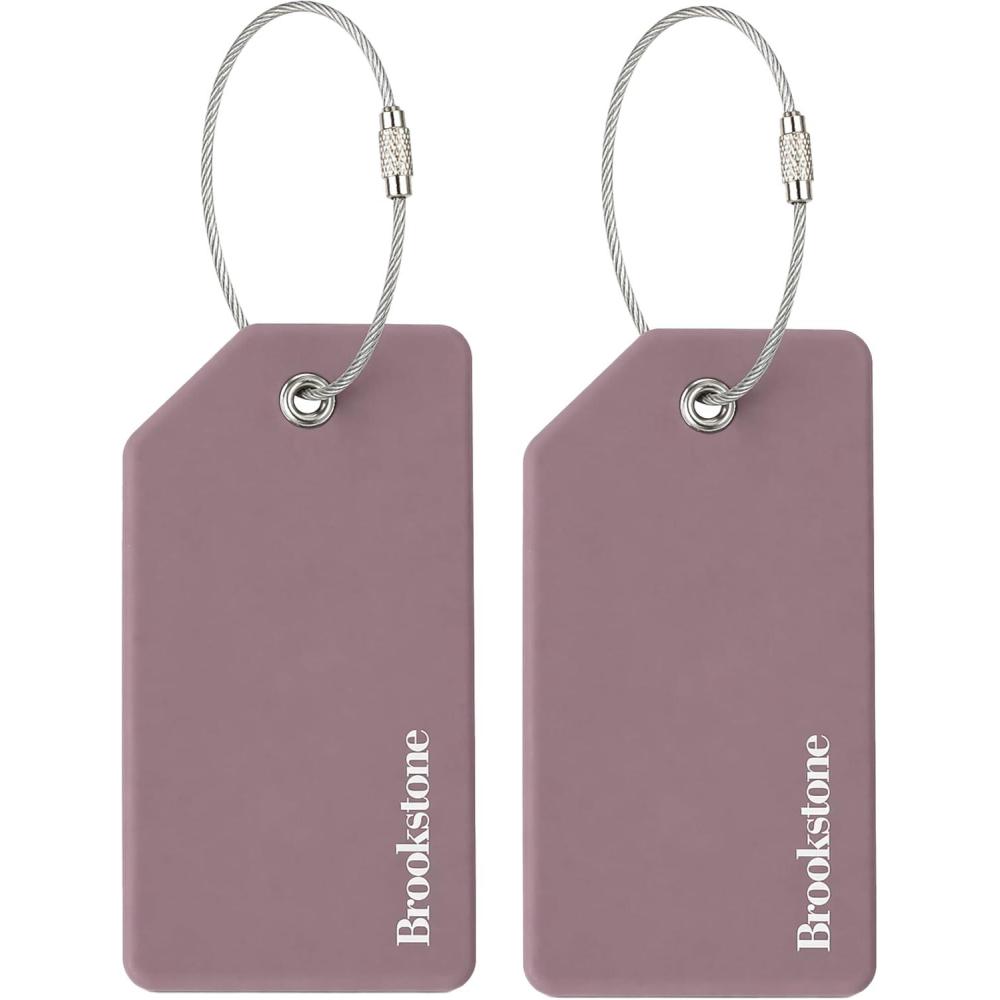 image:imageBrookstone Luggage Tags for Suitcases  2 Pack Silicone Travel Accessories Suitcase Tags with Name Card amp Steel Loop Fastener Size One Size Lilac IceLilac Ice