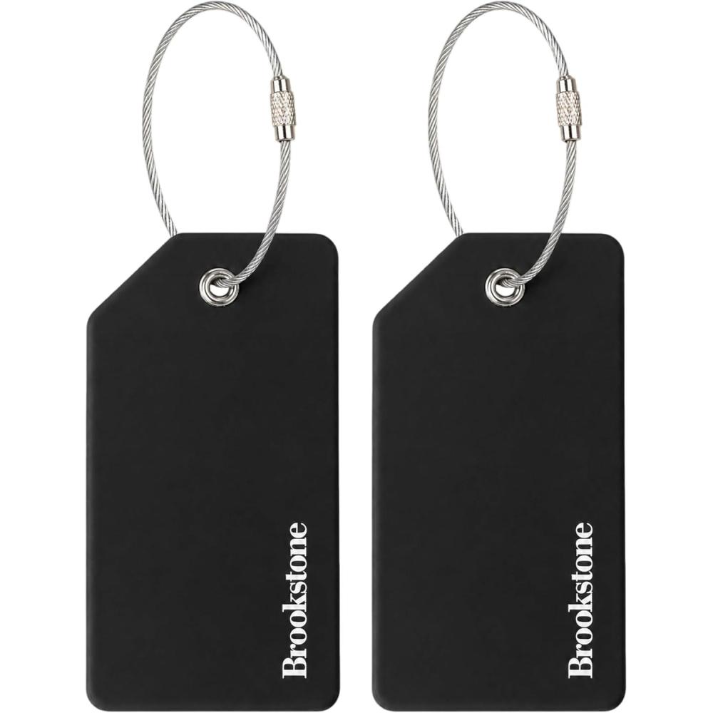 image:imageBrookstone Luggage Tags for Suitcases  2 Pack Silicone Travel Accessories Suitcase Tags with Name Card amp Steel Loop Fastener Size One Size Lilac IceBlack