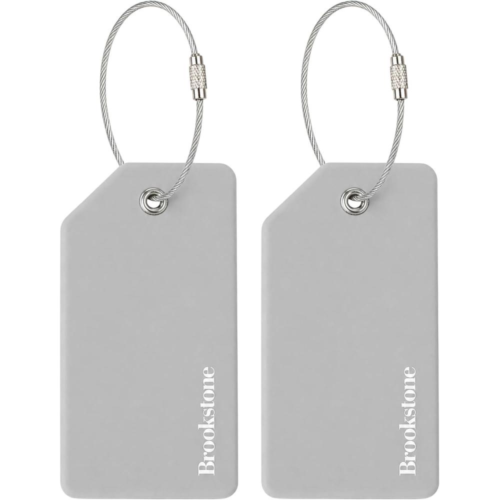 image:imageBrookstone Luggage Tags for Suitcases  2 Pack Silicone Travel Accessories Suitcase Tags with Name Card amp Steel Loop Fastener Size One Size Lilac IceGrey