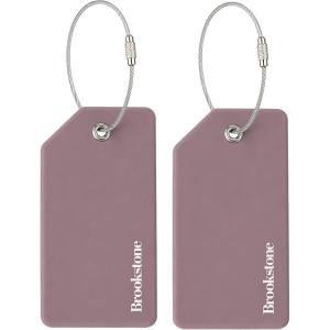 image:imageBrookstone Luggage Tags for Suitcases  2 Pack Silicone Travel Accessories Suitcase Tags with Name Card amp Steel Loop Fastener Size One Size Lilac IceLilac Ice