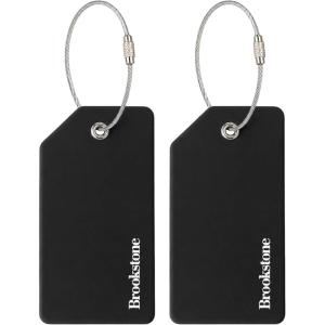 image:imageBrookstone Luggage Tags for Suitcases  2 Pack Silicone Travel Accessories Suitcase Tags with Name Card amp Steel Loop Fastener Size One Size Lilac IceBlack