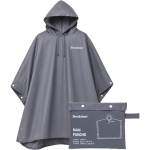 image:imageBrookstone Rain Poncho  Lightweight Reusable Waterproof Hooded Travel Rain Gear Poncho for Men and WomenGrey