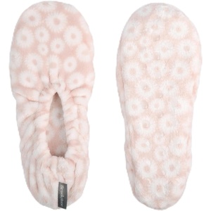 image:imageBrookstone Plush Footies  Memory Foam Slippers with UltraSoft Sherpa NonSkid Sole OneSizeFitsMost Machine Washable for Women Stocking Stuffers and GiftsPlush  Blush Daisy