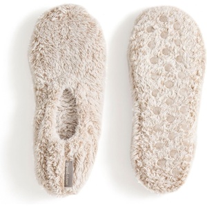 image:imageBrookstone Plush Footies  Memory Foam Slippers with UltraSoft Sherpa NonSkid Sole OneSizeFitsMost Machine Washable for Women Stocking Stuffers and GiftsKnit  Feather Grey