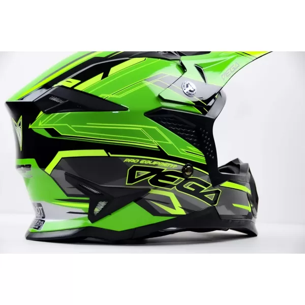 Vega Helmets Offroad Mcx MCX Lightweight Fully Loaded Dirt Bike HelmetGreen Stinger Graphic