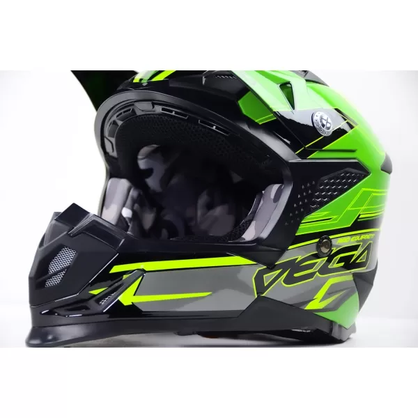 Vega Helmets Offroad Mcx MCX Lightweight Fully Loaded Dirt Bike HelmetGreen Stinger Graphic