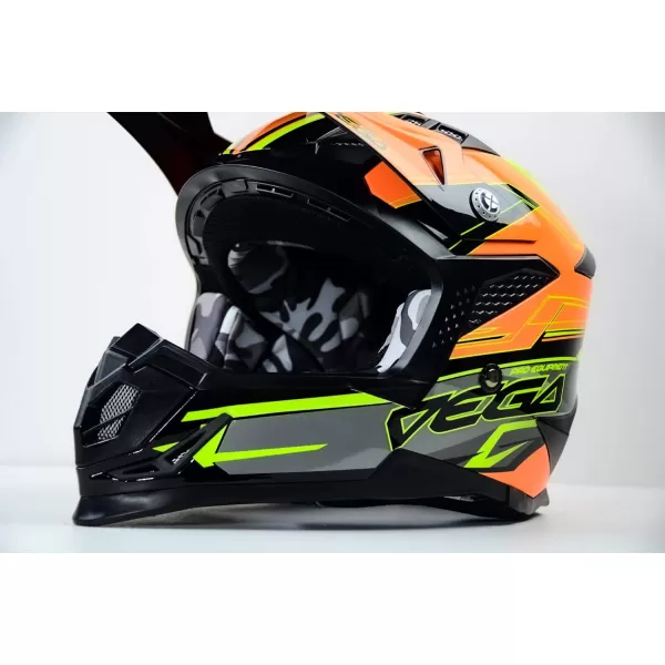 Vega Helmets Offroad Mcx MCX Lightweight Fully Loaded Dirt Bike HelmetOrange Stinger Graphic