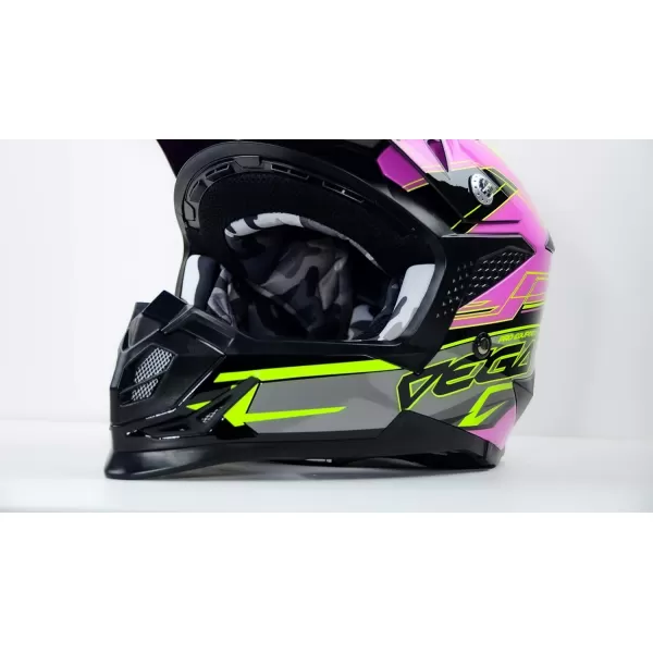 Vega Helmets Offroad Mcx MCX Lightweight Fully Loaded Dirt Bike HelmetPink Stinger Graphic