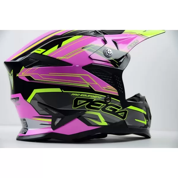 Vega Helmets Offroad Mcx MCX Lightweight Fully Loaded Dirt Bike HelmetPink Stinger Graphic