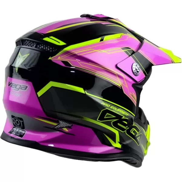 Vega Helmets Offroad Mighty X2 Youth Off Road HelmetPink Stinger Graphic