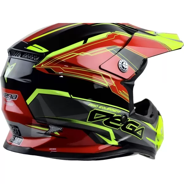 Vega Helmets Offroad Mighty X2 Youth Off Road HelmetRed Stinger Graphic