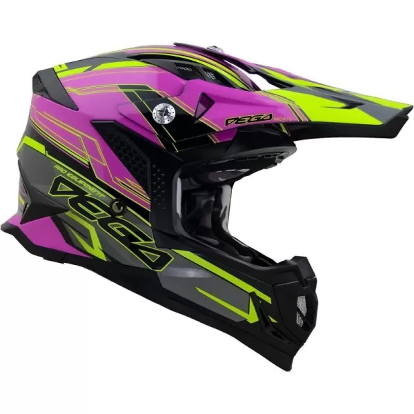 Vega Helmets Offroad Mcx MCX Lightweight Fully Loaded Dirt Bike HelmetPink Stinger Graphic